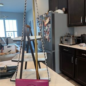 Louis Vuitton EUC Epi Fuchsia Pink Quilted Wallet Chain Shoulder Bag w/ COA